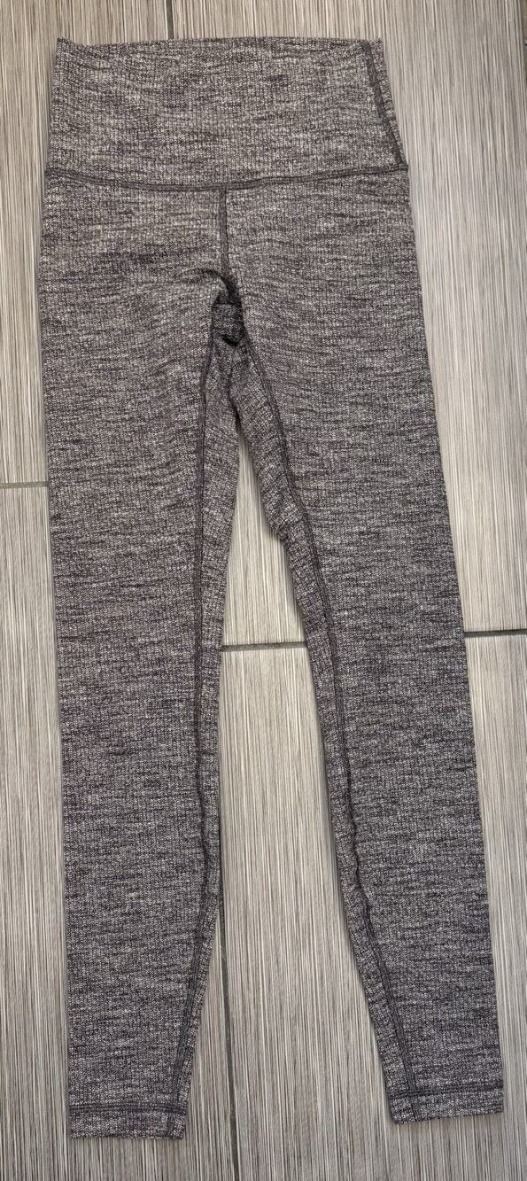 Lululemon Gray Heathered Leggings Size 4 Stretch Activewear Workout LW5AXCSR8